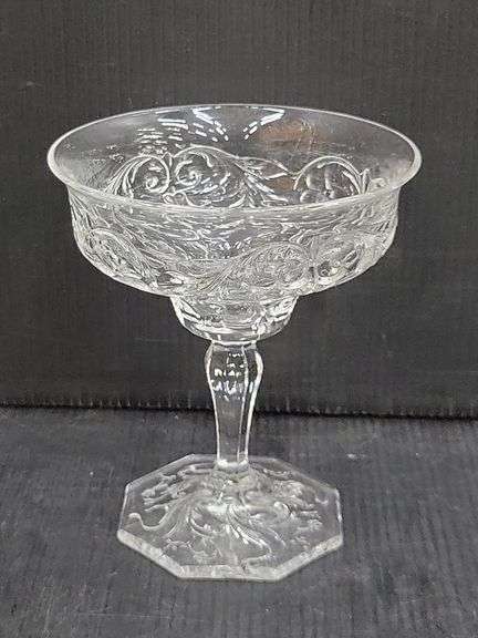 (Q) McKee Rock Crystal Champagne Glasses, Water Goblet And Cup