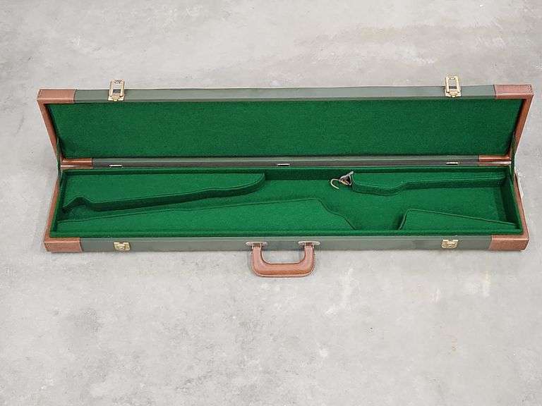 (AO) Green Canvas And Brown Leather Gun Case