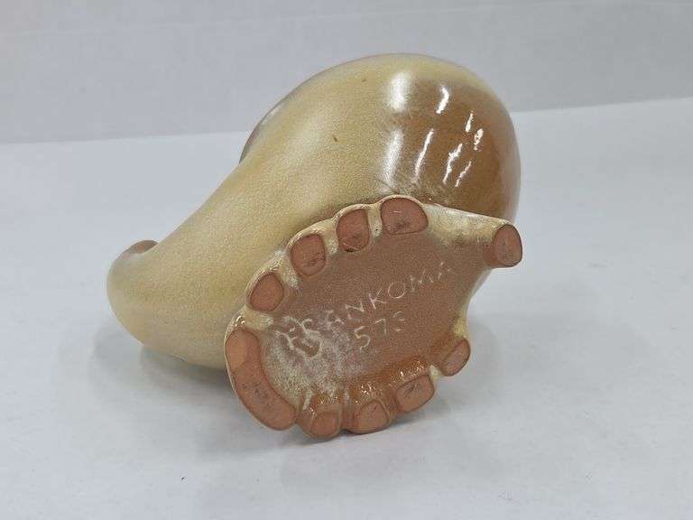 (Q) Frankoma Yellow & Brown Pottery Candlestick Holder, Planter, And Divided Relish Tray