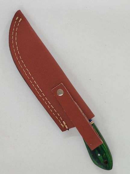 (II) Damascus Steel Hunting Knife With Sheath