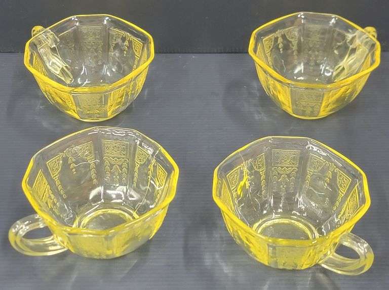 (Q) Yellow Depression Glass - Princess Topaz - Tea Cups