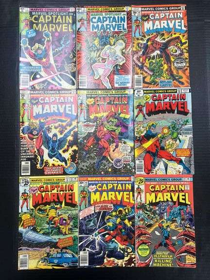 (J) Marvel Comics Captain Marvel, Ms. Marvel, And West Coast Avengers Comic Books.