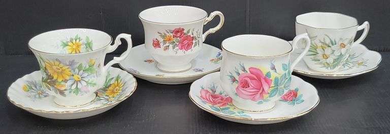 (Q) Vintage Royal Albert And Lefton Bone China/Porcelain Teacups And Saucers