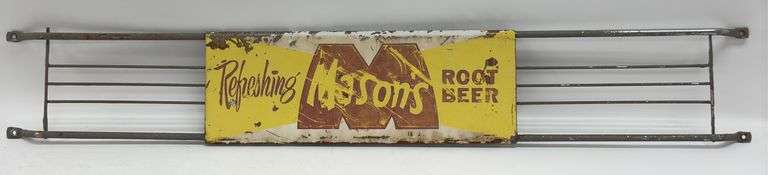 Vintage Masons Root Beer Advertising Metal Door Push