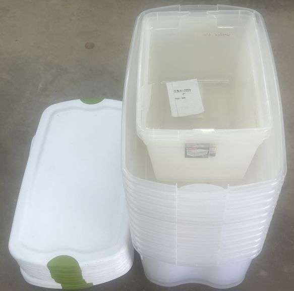 (J) Sterilite Clear Plastic Storage Totes, 58 Qt & 106 Qt Capacity.