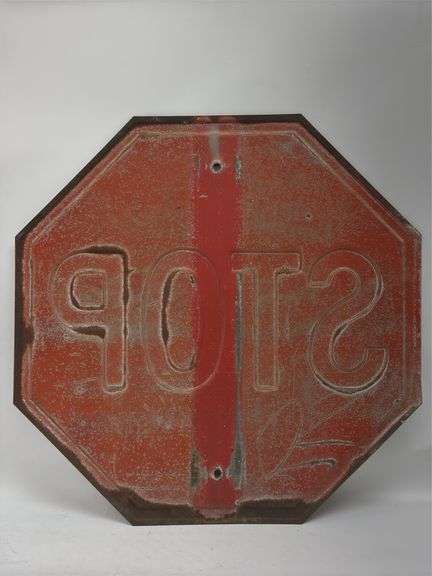 Vintage Embossed Metal Stop Sign