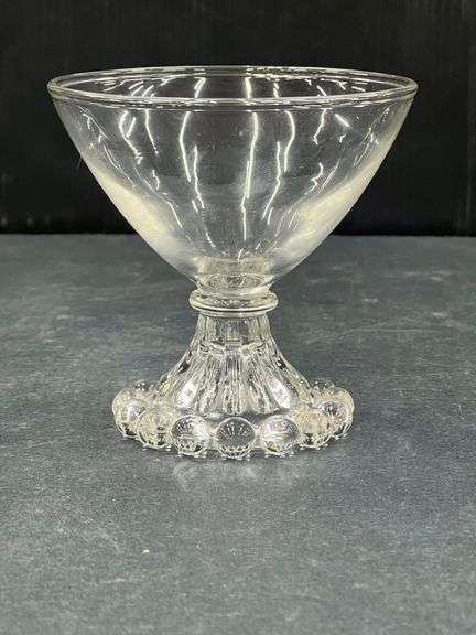 (Q) Set Of 7 Anchor Hocking Berwick-Boopie Clear Glass Champagne Coupe/ Tall Sherbet Glass.