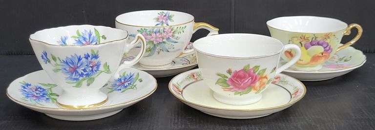 (Q) Vintage Bone China/Porcelain Teacups And Saucers Including Rossetti, Gayety And Lefton