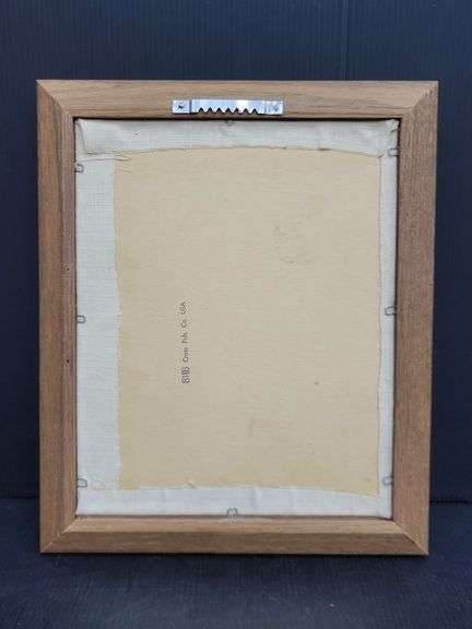 (Q) Framed Counted Crosstitch Piece Featuring Saying "Home Is Where The Heart Is"