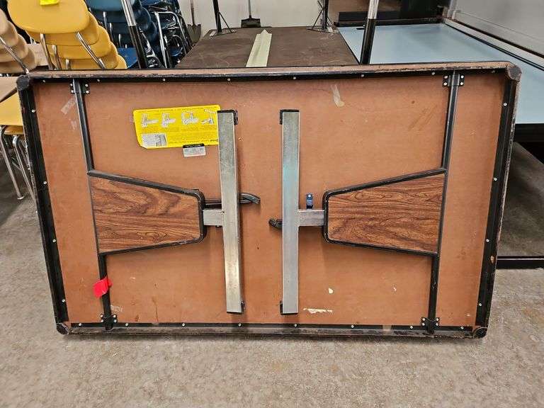 1 Steel Framed Office Desk & A Steel Framed Table W/Folding Legs.