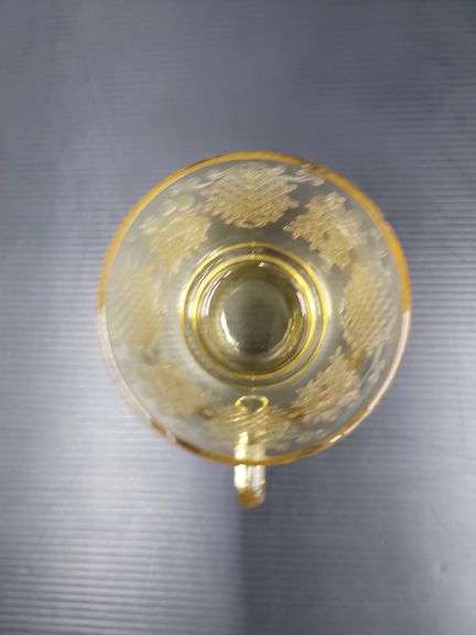 (Q) Yellow Depression Glass - Federal Glass Normandie Bouquet and Lattice - Teacups