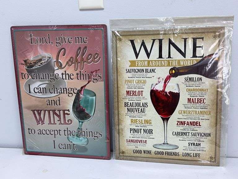 Lot Of 2 Metal Wine Signs