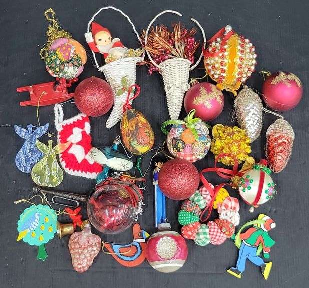 (Q) Vintage Christmas Ornaments Including Glass, Wood Cutouts, Beaded And More