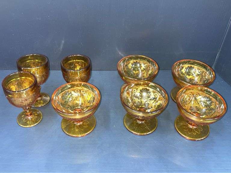 Q) Amber Glass - Indiana Glass Tiara - Cups