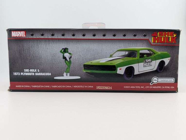 2022 Jada Toys Marvel The Savage She-Hulk & 1973 Plymouth Barracuda Diecast Figure & Car NIB