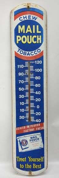 Mail Pouch Tobacco Metal Advertising Thermometer