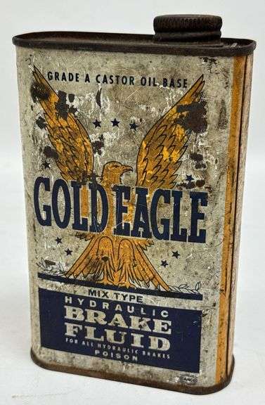 Vintage Gold Eagle Brake Fluid 16oz Metal Can