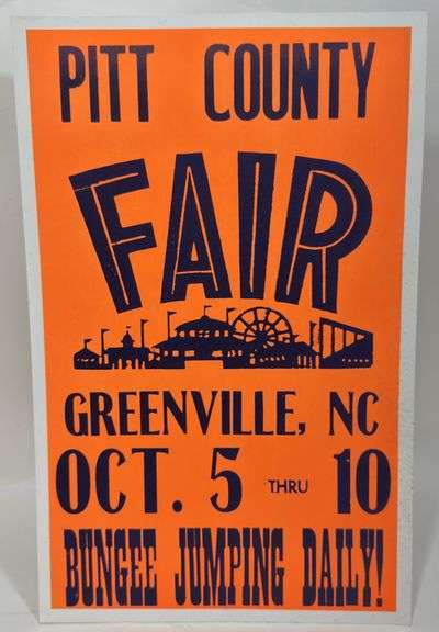 Vintage Pitt County Fair Greenville Card Stock Advertising Poster Sign