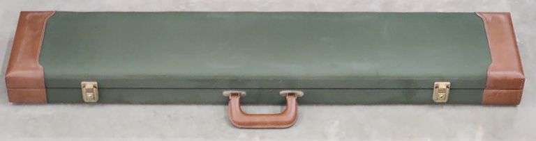 (AO) Green Canvas And Brown Leather Gun Case
