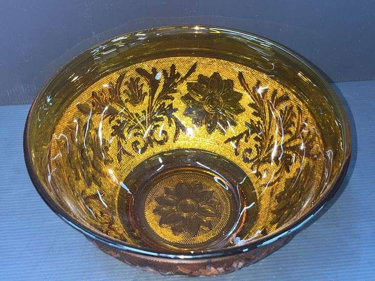 Q) Amber Glass - Indiana Glass Tiara - Serving Bowl