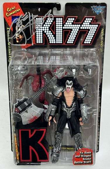 Kiss Gene Simmons Autographed McFarlane Action Figure On Blister Card w/ Signed Card