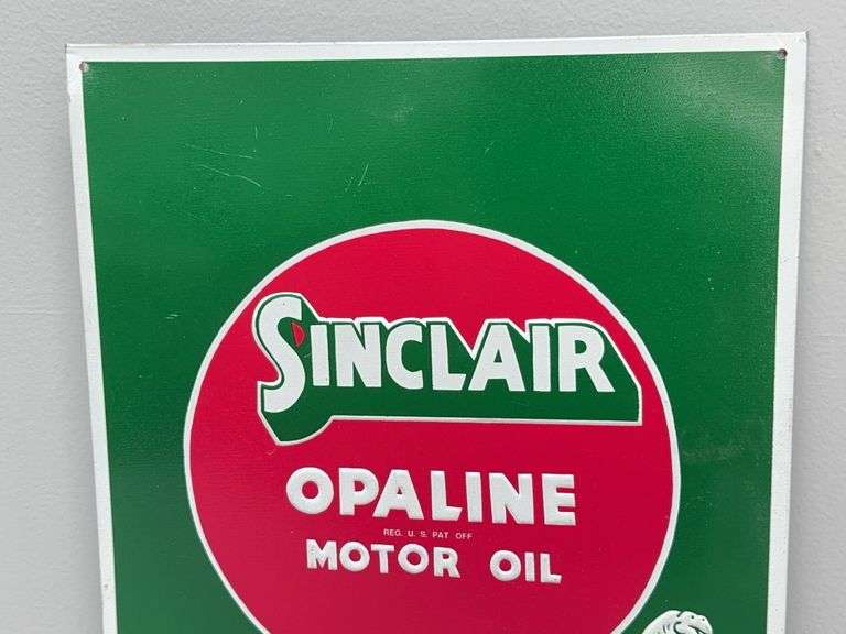 Sinclair Opaline Motor Oil Embossed Tin Sign