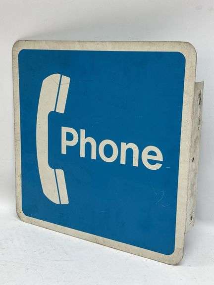 Vintage Payphone Double Sided Metal Flange Sign