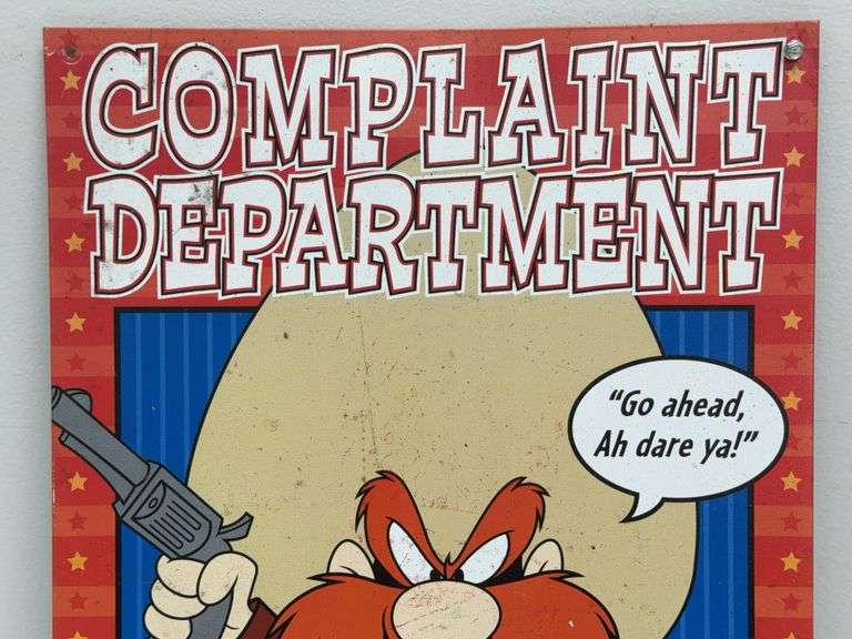 Complaint Department Metal Sign