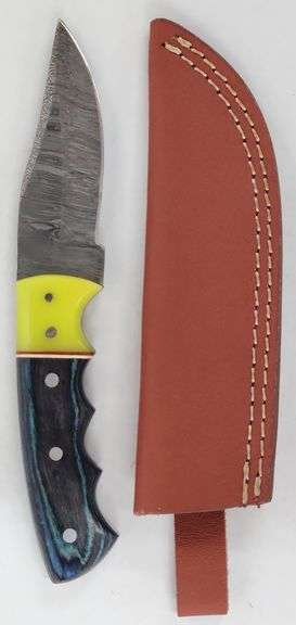 (II) Damascus Steel Clip Point Knife With Sheath