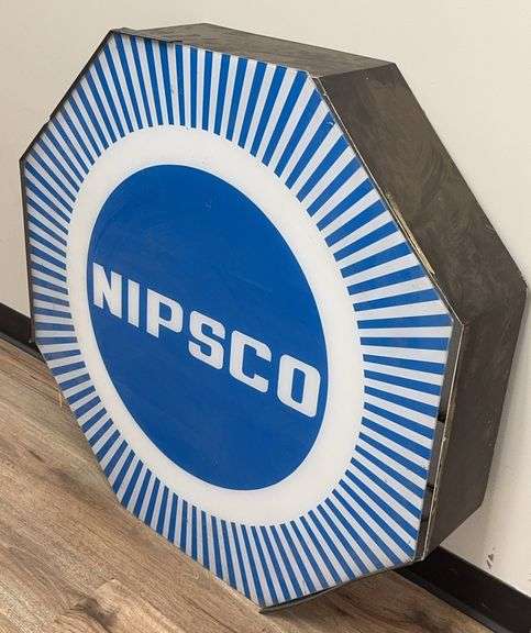 3ft Vintage NIPSCO Lighted Lexan Advertising Sign