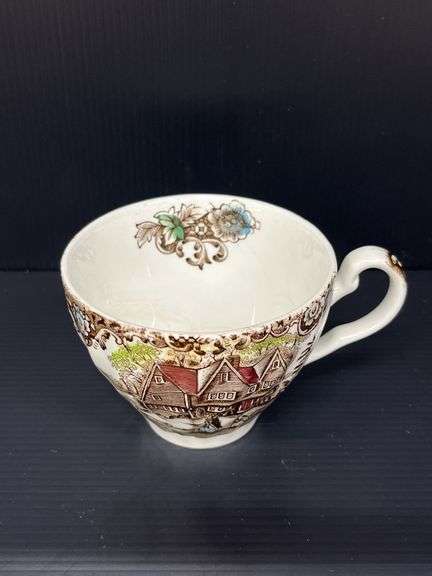 (Q) Two Tally Ho Stirrup Salad Plates And 1 Heritage Hall Colonial Overhang Ironstone Cup, Johnson Bros Collection