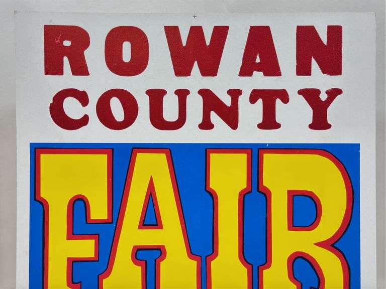 Vintage Rowan County Fair Circus Card Stock Advertising Poster Sign
