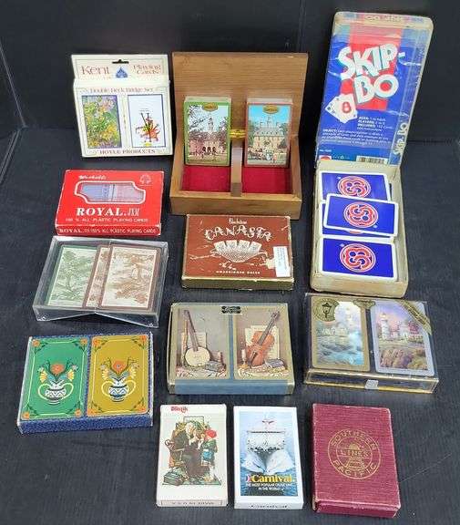 (Q) Vintage Playing Cards From Brands Including Hoyle, Royal JXM, Blackstone, Etc