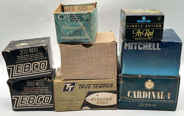 (GH) Fishing Reels And Boxes  including Zebco, Mitchell, True Temper and more