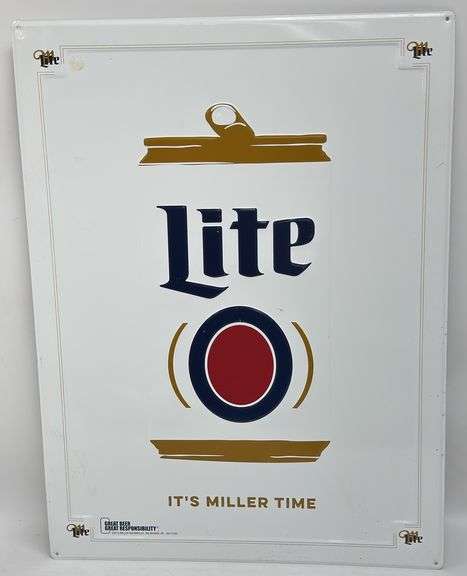 Miller Lite Beer Embossed Tin Sign