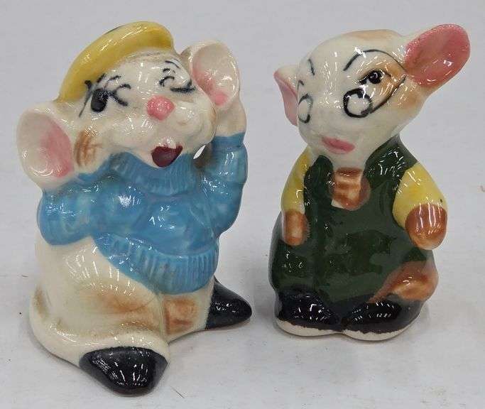 (Q) Vintage 1950s Anthromorphic Mouse Salt And Pepper Shakers