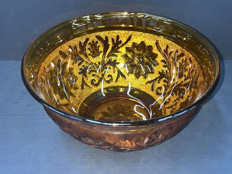 Q) Amber Glass - Indiana Glass Tiara - Serving Bowl