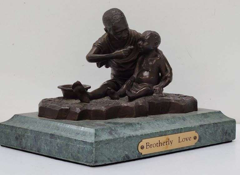 (JJ) "Brotherly Love" By Robert Summers Bronze Statue