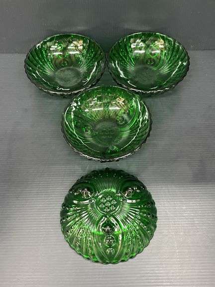 (Q) Anchor Hocking Emerald Green Glass Bowls