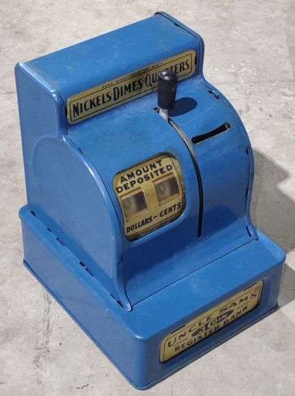 Vtg. Uncle Sam's 3-Coin Register Bank