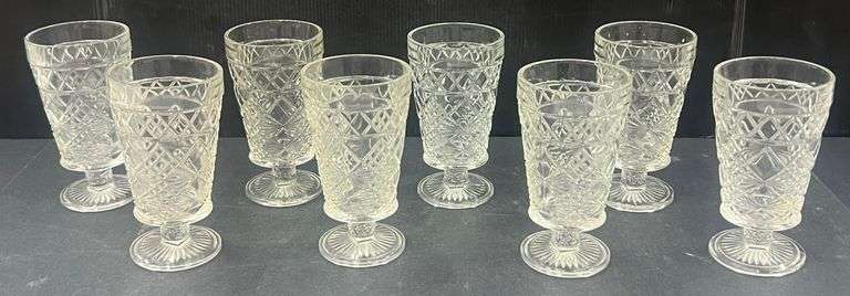 (Q) Hazel Atlas Big Top Peanut Butter Diamond And Fan Iced Tea Glasses.