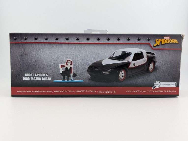 2022 Jada Toys Marvel Spider-Man Ghost Spider & 1990 Mazda Miata Diecast Figure & Car NIB