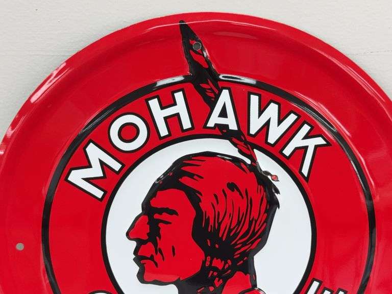 Mohawk Gasoline Embossed Metal Advertising Sign