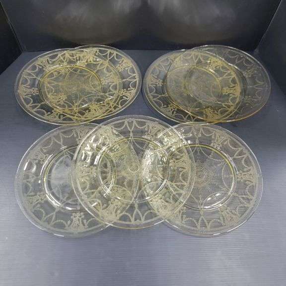(Q) Yellow Depression Glass - Anchor Hocking Cameo Ballerina - Plates