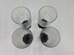 (Q) 4 MCM Black Lily Pad Etched Tumblers