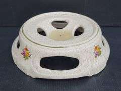 (Q) Floral Patterned Ceramic Three Piece Fondue Set