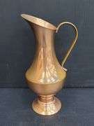(Q) Small Brass Vase With Floral Design And Copper Pitcher