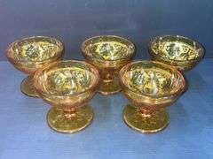 Q) Amber Glass - Indiana Glass Tiara - Cups
