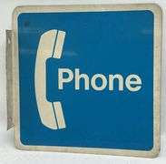 Vintage Payphone Double Sided Metal Flange Sign