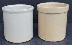 (Q) Pair Of Vintage Stoneware Crocks Includes Roseville
